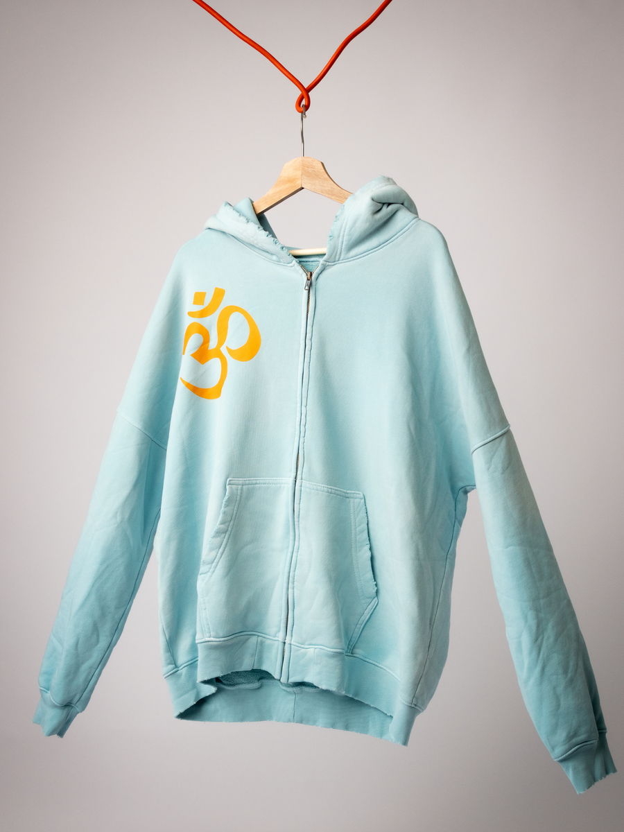 Buddha Man Aged Oversize Zip Up Hoodie