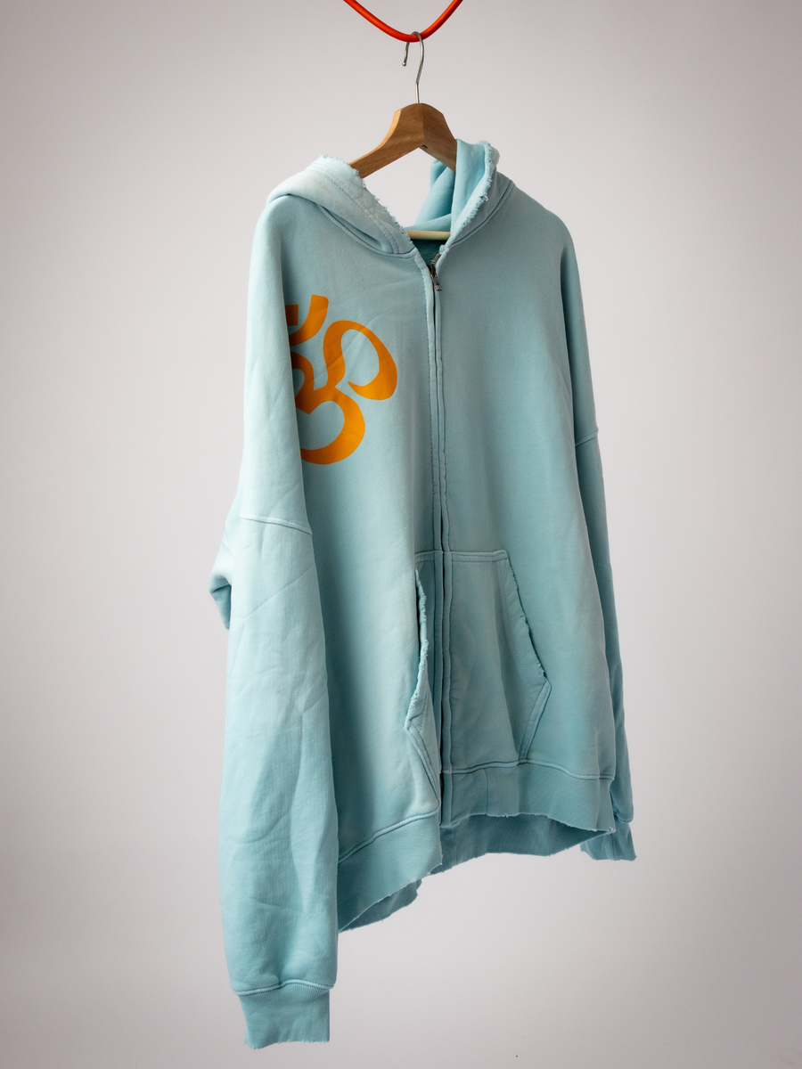 Buddha Man Aged Oversize Zip Up Hoodie