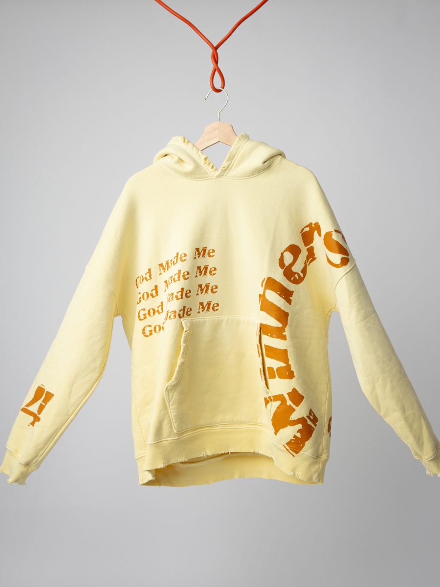 God Made Me A Winner Aged Yellow Crop Hoodie