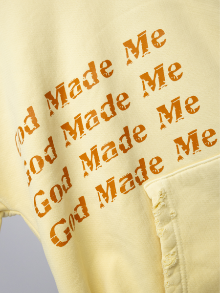 God Made Me A Winner Aged Yellow Crop Hoodie