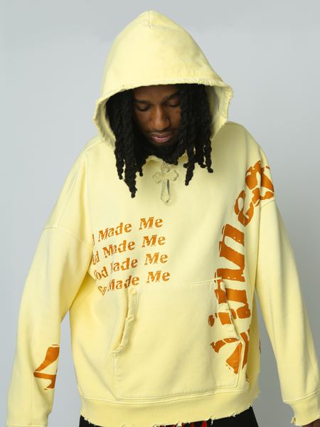 God Made Me A Winner Aged Yellow Crop Hoodie