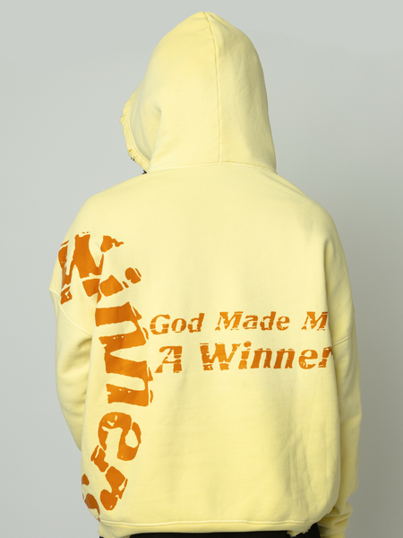 God Made Me A Winner Aged Yellow Crop Hoodie