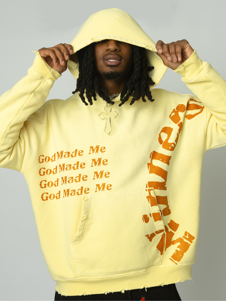 God Made Me A Winner Aged Yellow Crop Hoodie