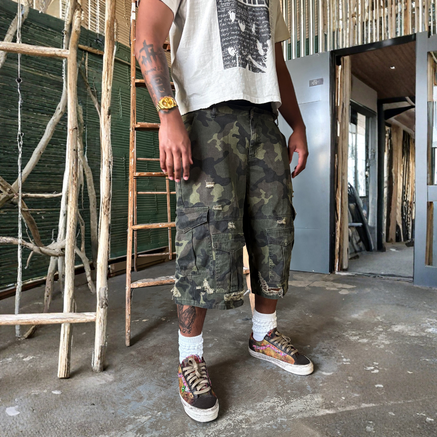 The Hottest Camo Cargo Denim Shorts