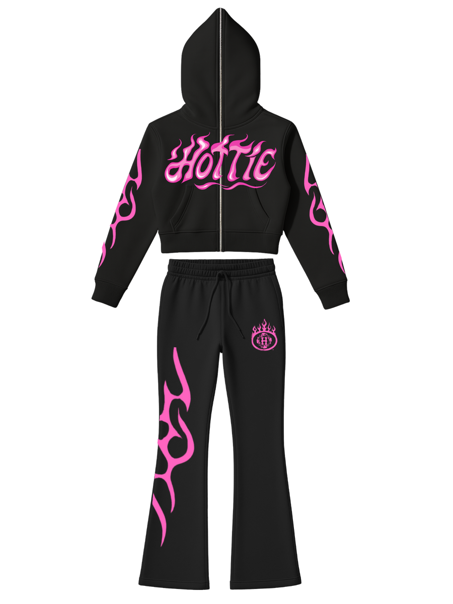 Hottie Cropped Full Zip Flared Set