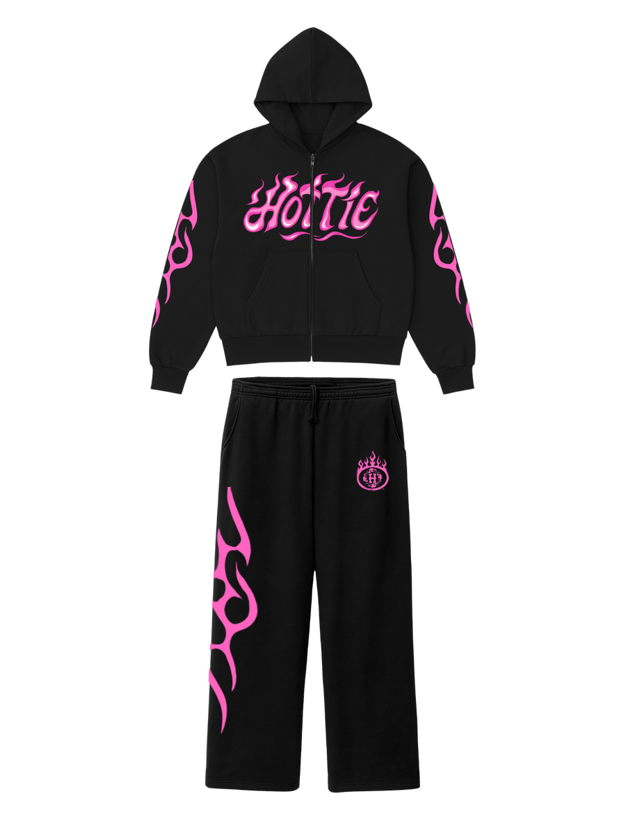 Hottie Cropped Zip Hoodie Set