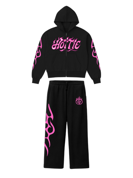 Hottie Cropped Zip Hoodie Set