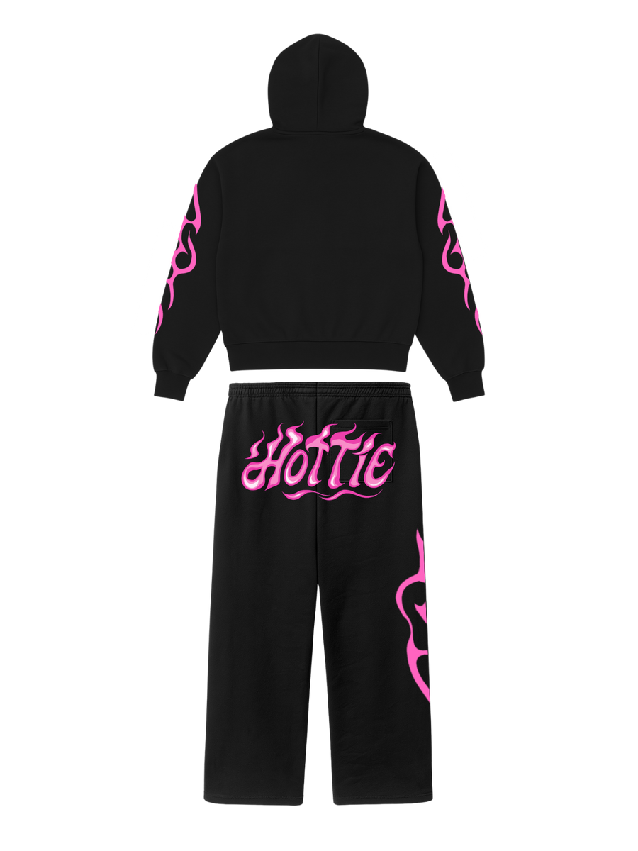 Hottie Cropped Zip Hoodie Set