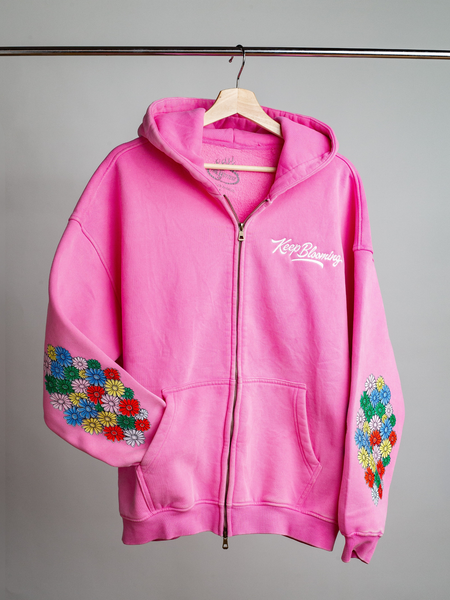 Keep Blooming Plush Zip Hoodie