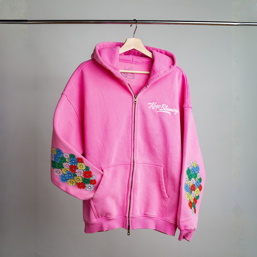 Keep Blooming Plush Zip Hoodie