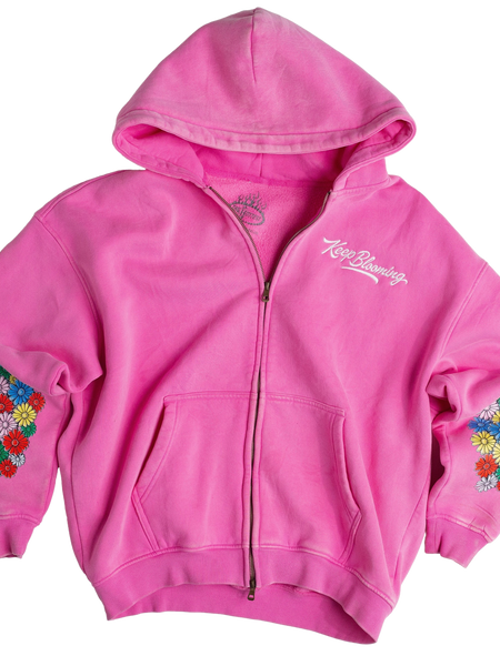 Keep Blooming Plush Zip Hoodie