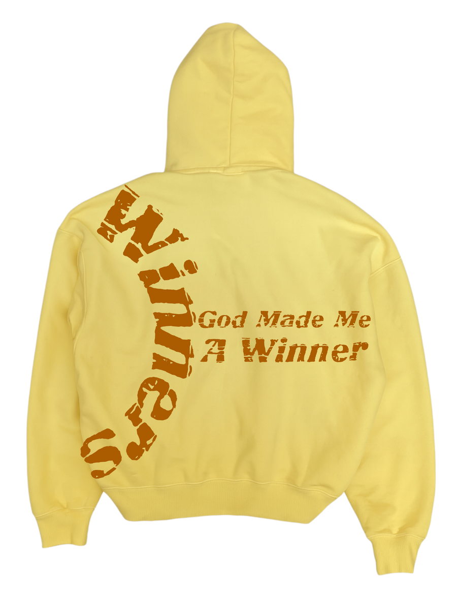 God Made Me A Winner Aged Yellow Crop Hoodie
