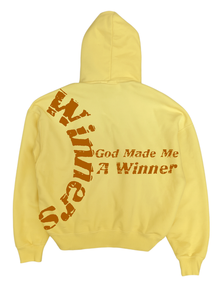God Made Me A Winner Aged Yellow Crop Hoodie