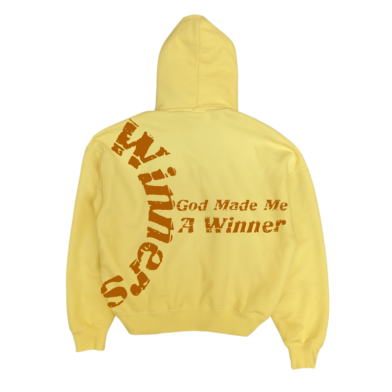 God Made Me A Winner Aged Yellow Crop Hoodie