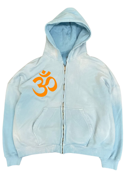 Buddha Man Aged Oversize Zip Up Hoodie