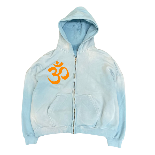 Buddha Man Aged Oversize Zip Up Hoodie