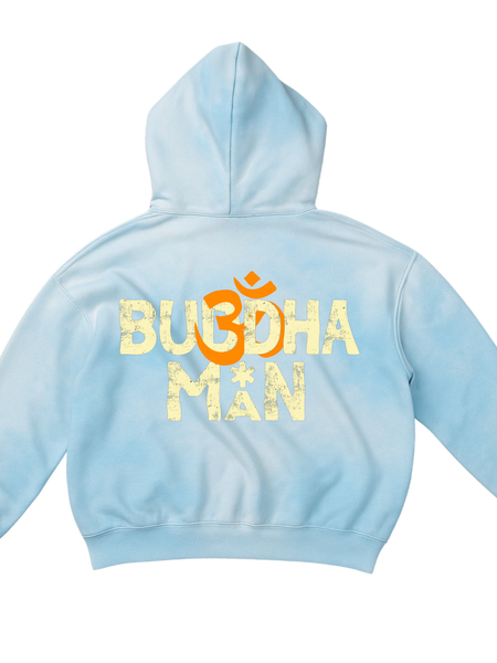 Buddha Man Aged Oversize Zip Up Hoodie