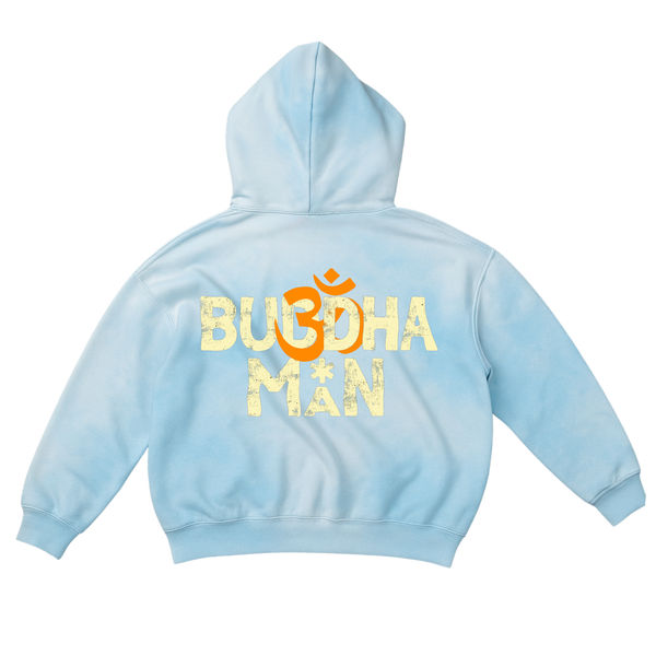 Buddha Man Aged Oversize Zip Up Hoodie