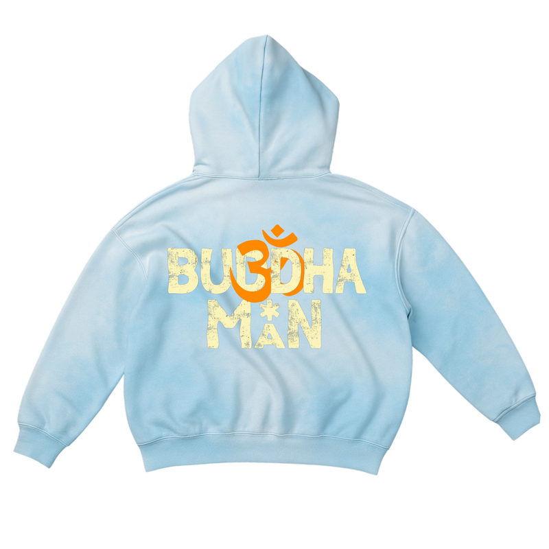 Buddha Man Aged Oversize Zip Up Hoodie