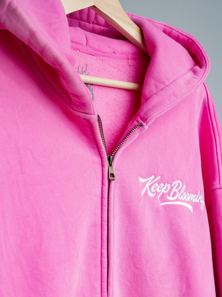 Keep Blooming Plush Zip Hoodie
