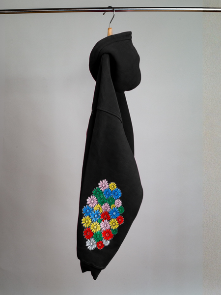 Keep Blooming Plush Zip Hoodie - Black