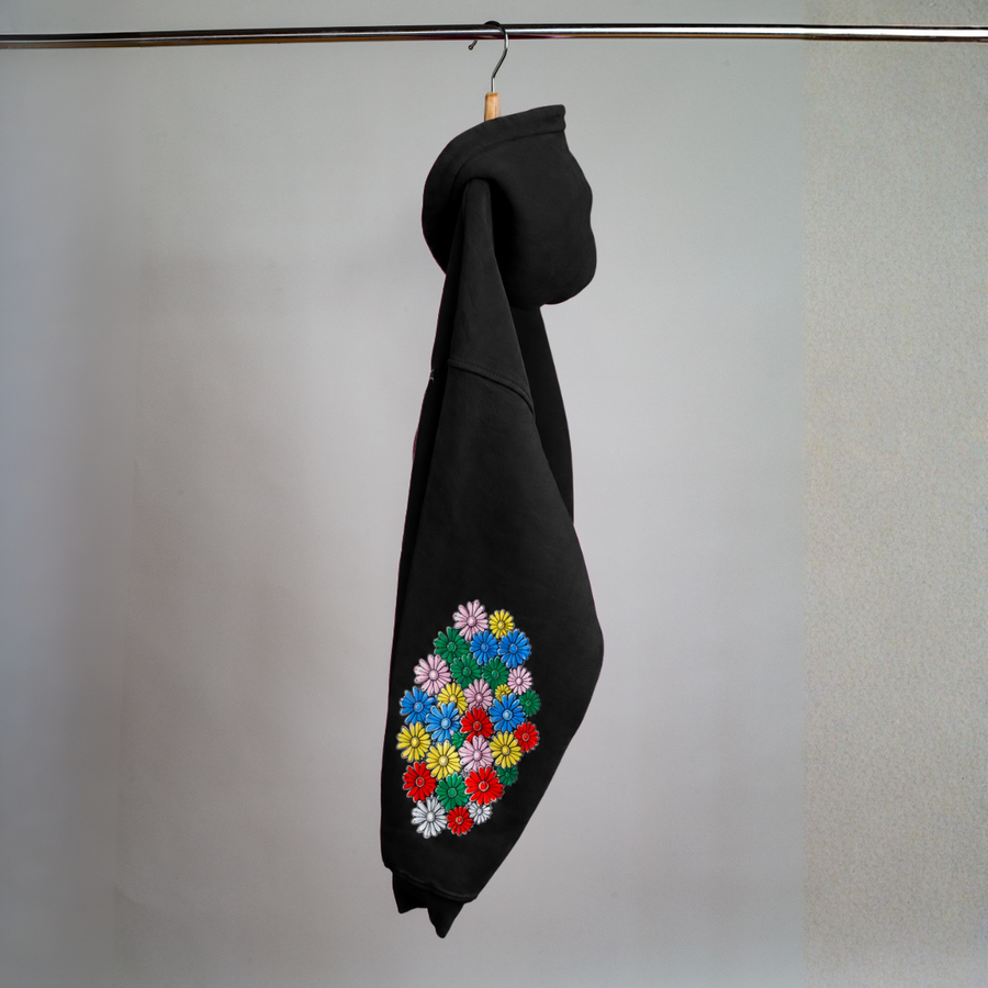 Keep Blooming Plush Zip Hoodie - Black