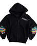 Keep Blooming Plush Zip Hoodie - Black