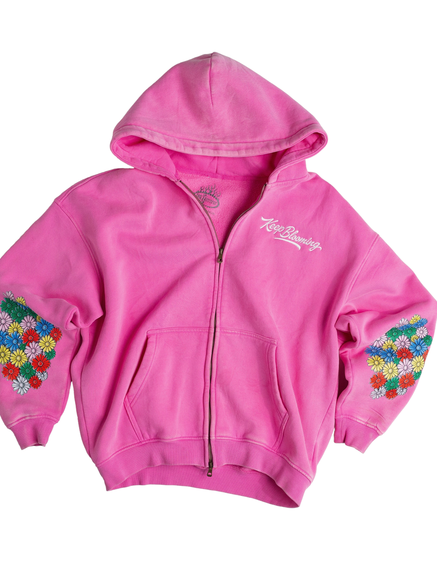 Keep Blooming Plush Zip Hoodie