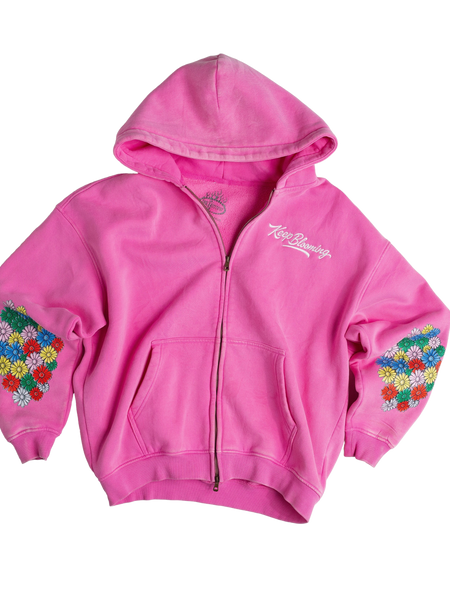 Keep Blooming Plush Zip Hoodie